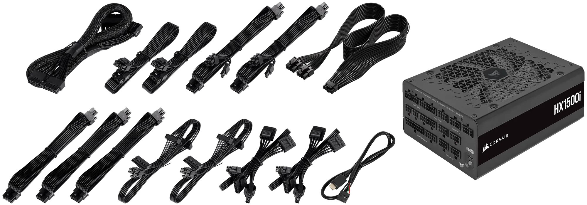 Corsair HX1500i — 1500 Watt 80 PLUS® Platinum; 10yr Warranty;ATX(1);EPS (3);PCI-E (4);4-Pin Peripheral (8);SATA (8);12VHPWR (1) (CP-9020261-WW)