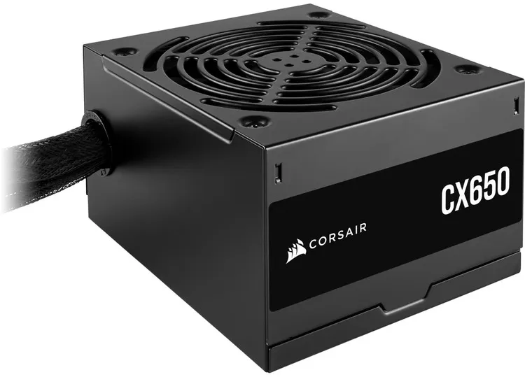 Corsair CX650 — 650 Watt 80 PLUS Bronze; 5yr Warranty; ATX (1); EPS (1); PCI-E (2); 4-Pin Peripheral (2); SATA (3). (CP-9020278-WW)