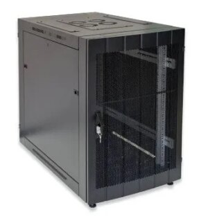 RCT 4U CP black wall mount cabinet 2x uprights 2x glands + Screws; 450mm PERFORATED DOOR (CP44U.PERF.B.N)