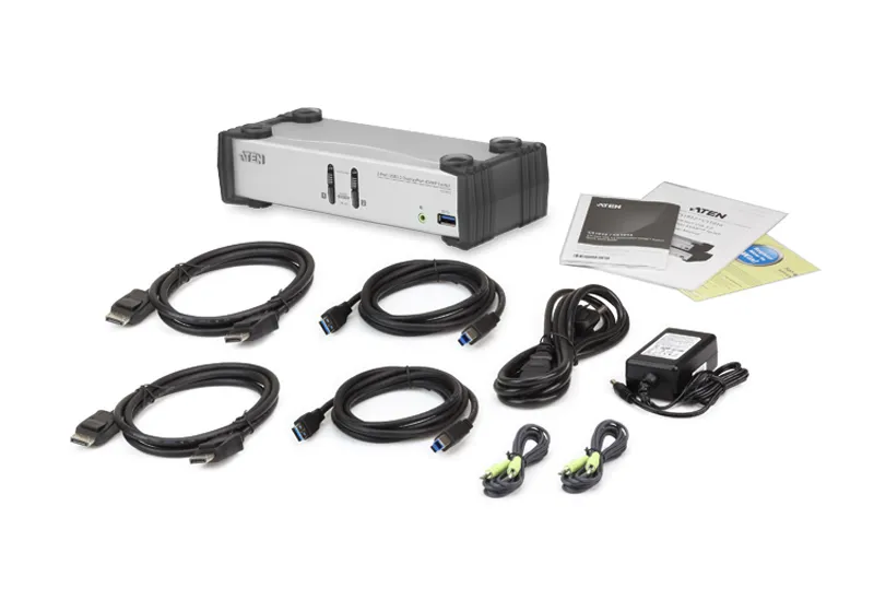 ATEN 2-port USB 3.0 DisplayPort Audio KVMP Switch support up to 3840x2160@30Hz W/(US/EU/OUT) CORD (CS1912)