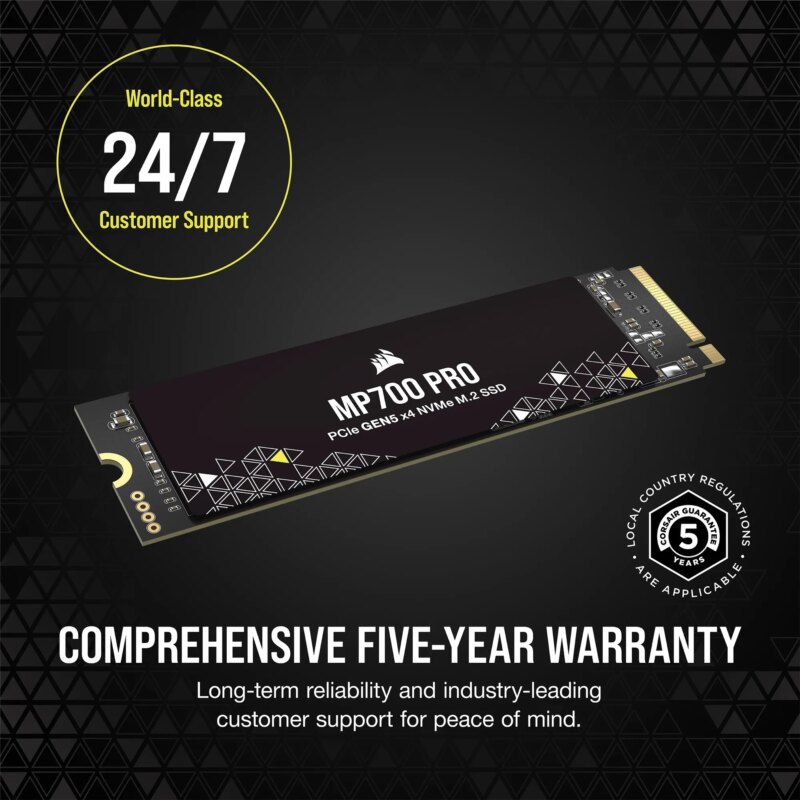 Corsair MP700 PRO 1TB M.2 NVMe PCIe Gen. 5 x4 SSD (no heatsink); Read Up To 11 700MB/s; Write up to 9600MB/s (CSSD-F1000GBMP700PNH)_6