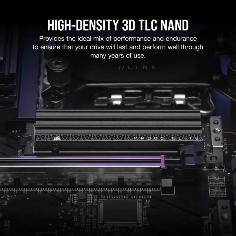 Corsair MP600 ELITE 2TB Gen4 PCIe x4 NVMe M.2 SSD with heatsink; Read Up To 7000MB/s; Write up to 6500MB/s (CSSD-F2000GBMP600EHS)_1