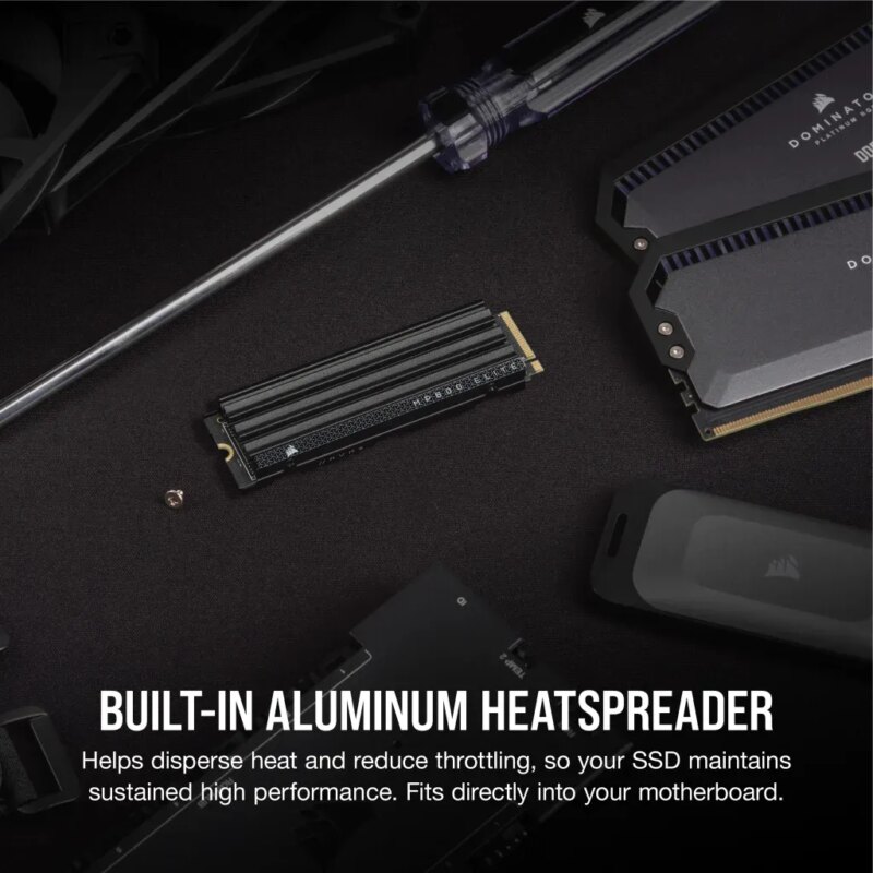 Corsair MP600 ELITE 2TB Gen4 PCIe x4 NVMe M.2 SSD with heatsink; Read Up To 7000MB/s; Write up to 6500MB/s (CSSD-F2000GBMP600EHS)_2