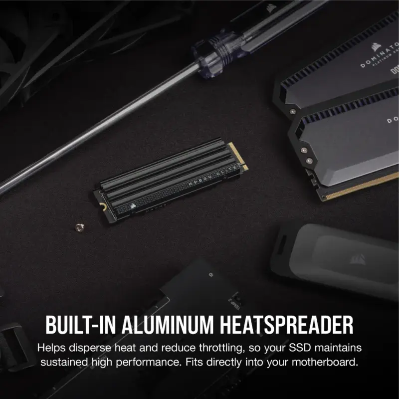 Corsair MP600 ELITE 2TB Gen4 PCIe x4 NVMe M.2 SSD with heatsink; Read Up To 7000MB/s; Write up to 6500MB/s (CSSD-F2000GBMP600EHS)_3