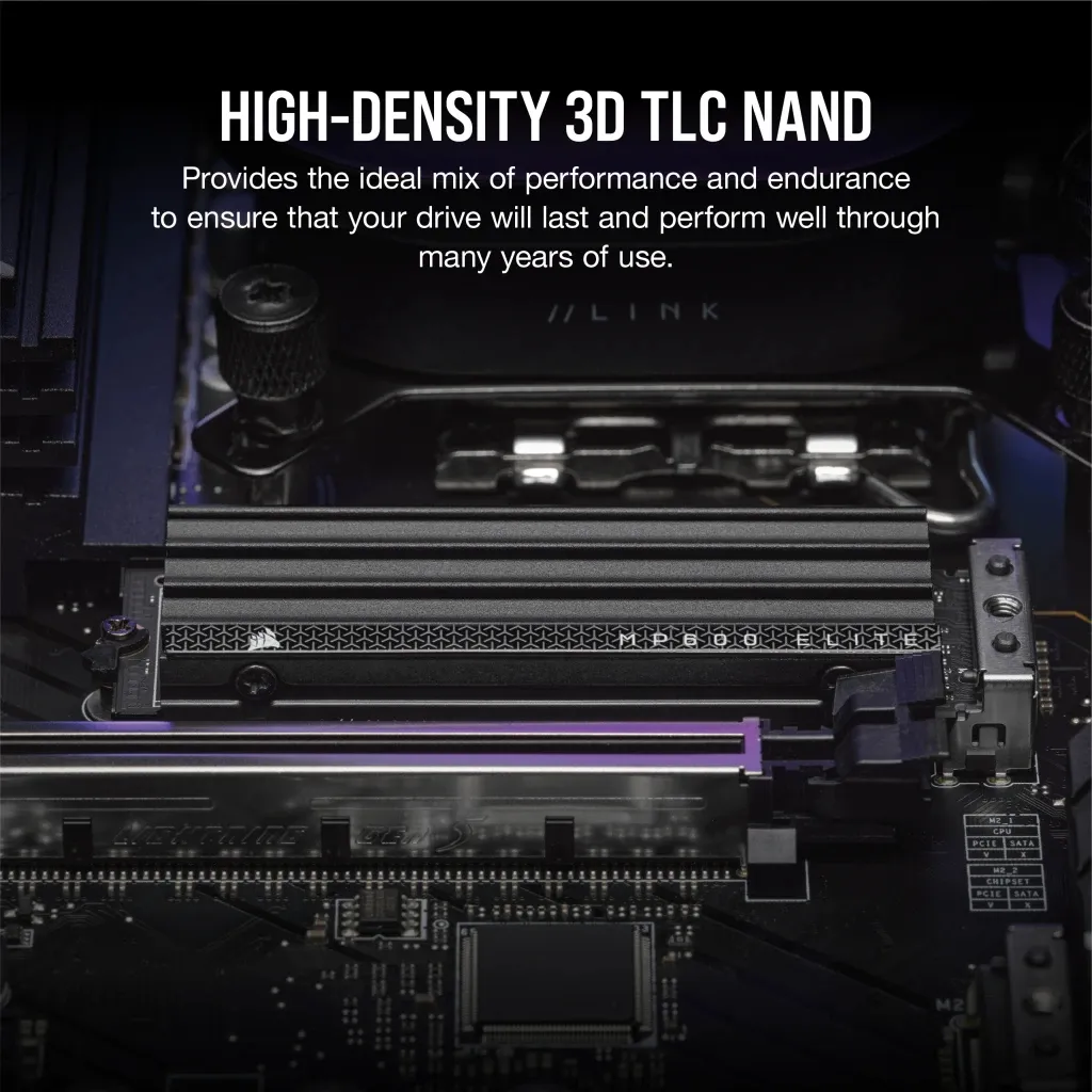 Corsair MP600 ELITE 2TB Gen4 PCIe x4 NVMe M.2 SSD with heatsink; Read Up To 7000MB/s; Write up to 6500MB/s (CSSD-F2000GBMP600EHS)