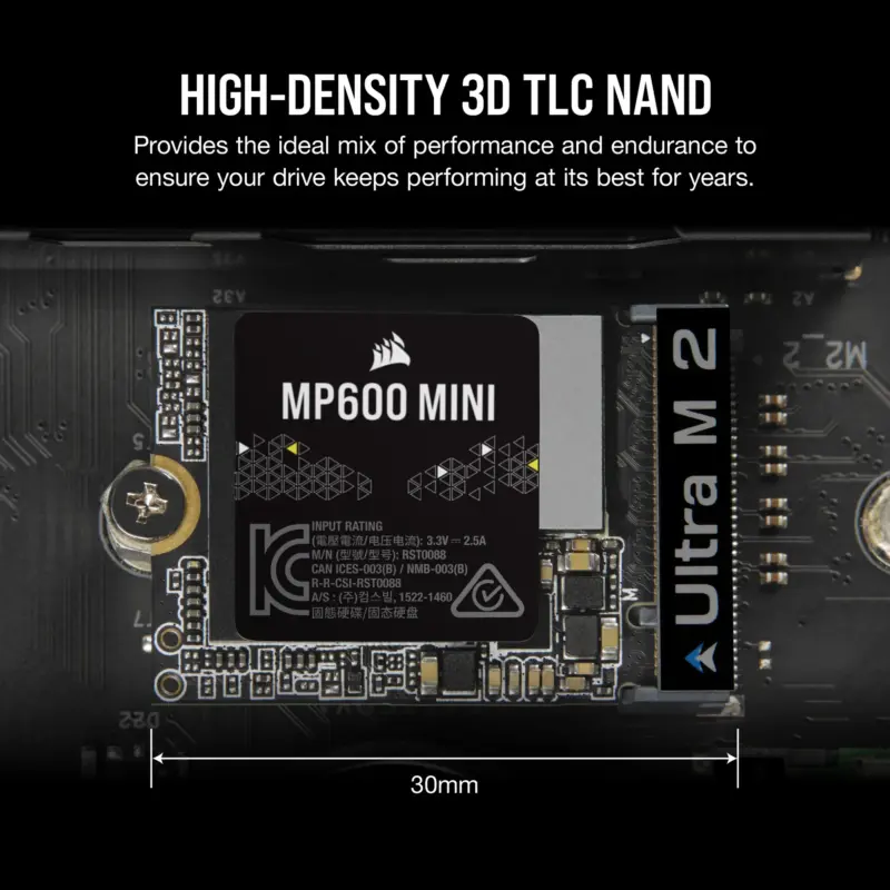 Corsair MP600 MINI 2TB M.2 NVMe PCIe Gen. 4 x4 SSD; Read Up To 7000MB/s; Write up to 6200MB/s (CSSD-F2000GBMP600MNR2)_1