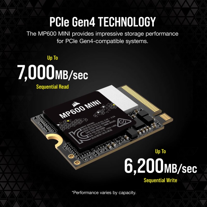 Corsair MP600 MINI 2TB M.2 NVMe PCIe Gen. 4 x4 SSD; Read Up To 7000MB/s; Write up to 6200MB/s (CSSD-F2000GBMP600MNR2)_11