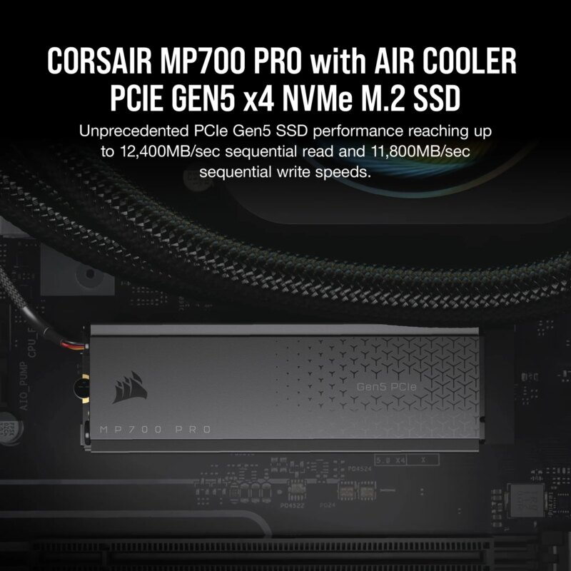 Corsair MP700 PRO 2TB M.2 NVMe PCIe Gen. 5 x4 SSD with Cooler; Read Up To 12 400MB/s; Write up to 11 800MB/s (CSSD-F2000GBMP700PRO)_1