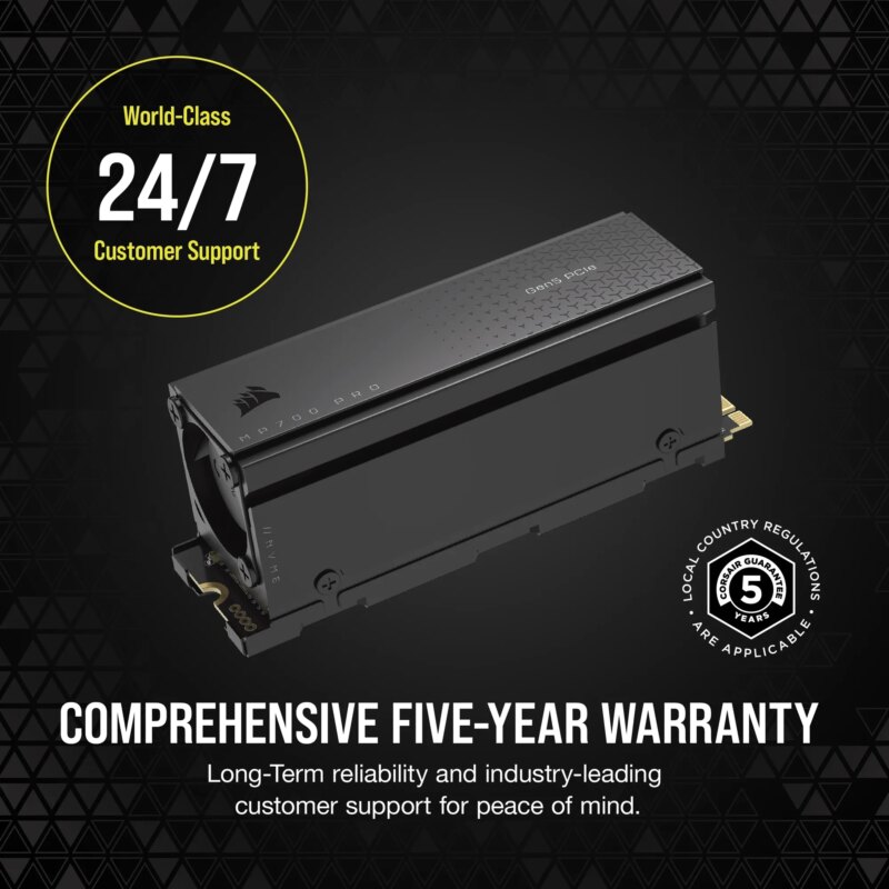 Corsair MP700 PRO 2TB M.2 NVMe PCIe Gen. 5 x4 SSD with Cooler; Read Up To 12 400MB/s; Write up to 11 800MB/s (CSSD-F2000GBMP700PRO)_3