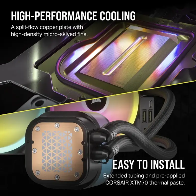 Corsair iCUE LINK H115i RGB Liquid CPU Cooler - QX140 RGB Fans - 280mm Radiator - Fits Intel® LGA 1700; AMD® AM5 - Hub included (CW-9061002-WW)_15