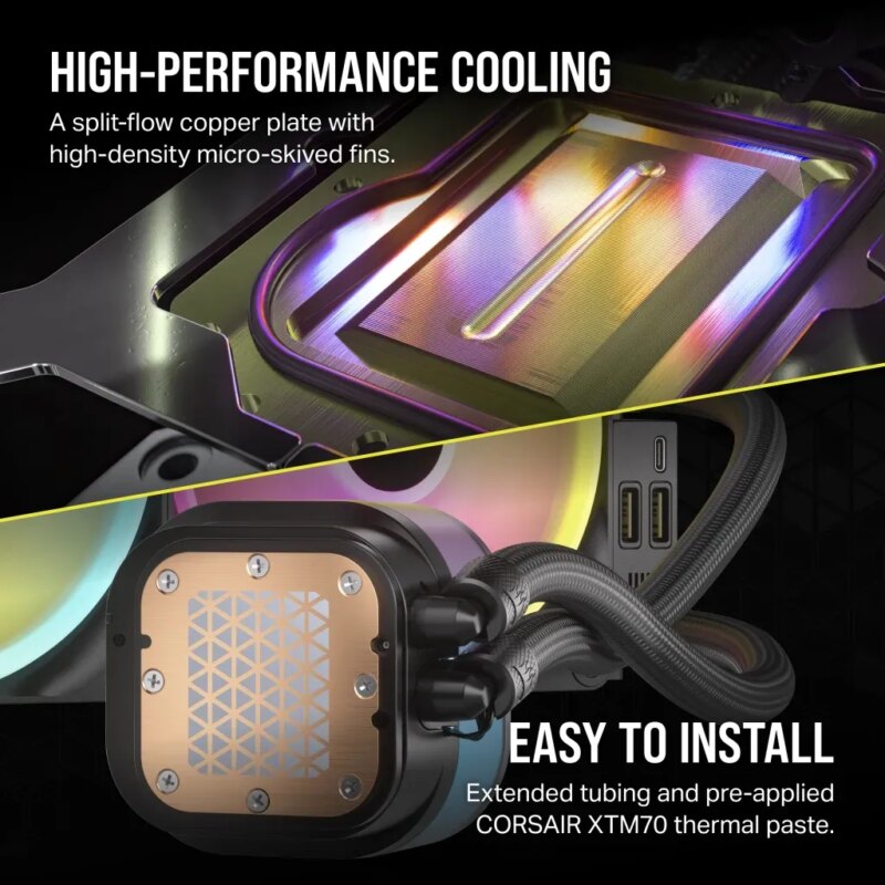 Corsair iCUE LINK H170i RGB Liquid CPU Cooler - QX140 RGB Fans - 420mm Radiator - Fits Intel® LGA 1700; AMD® AM5 - Hub Included (CW-9061004-WW)_6