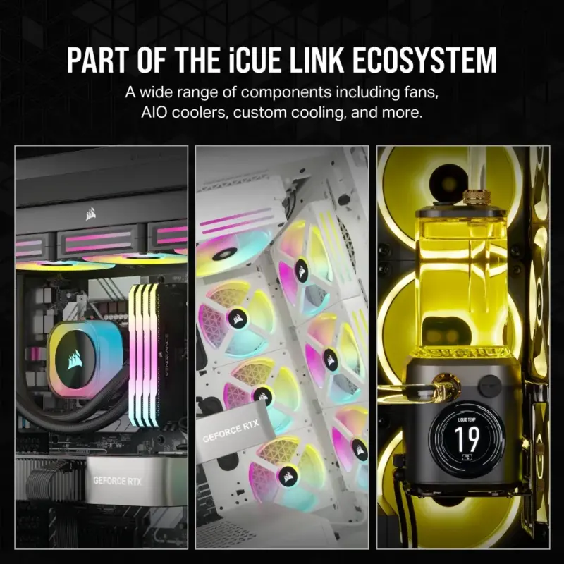Corsair iCUE LINK H100i RGB Liquid CPU Cooler - QX120 RGB Fans - White - 240mm Radiator - Fits Intel® LGA 1700; AMD® AM5 - Hub I (CW-9061005-WW)_11