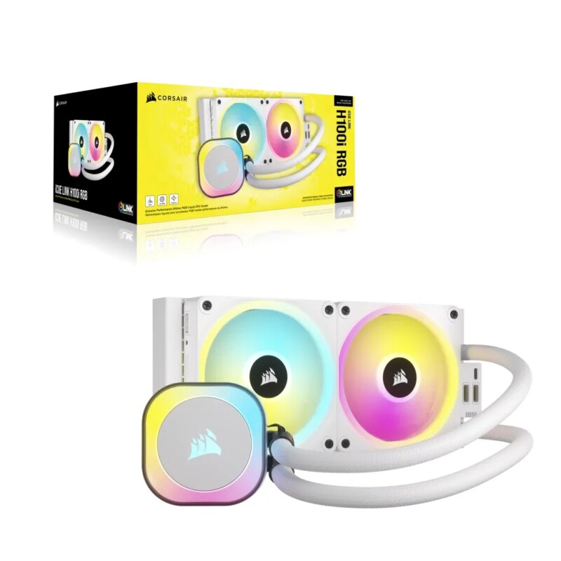 Corsair iCUE LINK H100i RGB Liquid CPU Cooler - QX120 RGB Fans - White - 240mm Radiator - Fits Intel® LGA 1700; AMD® AM5 - Hub I (CW-9061005-WW)_14