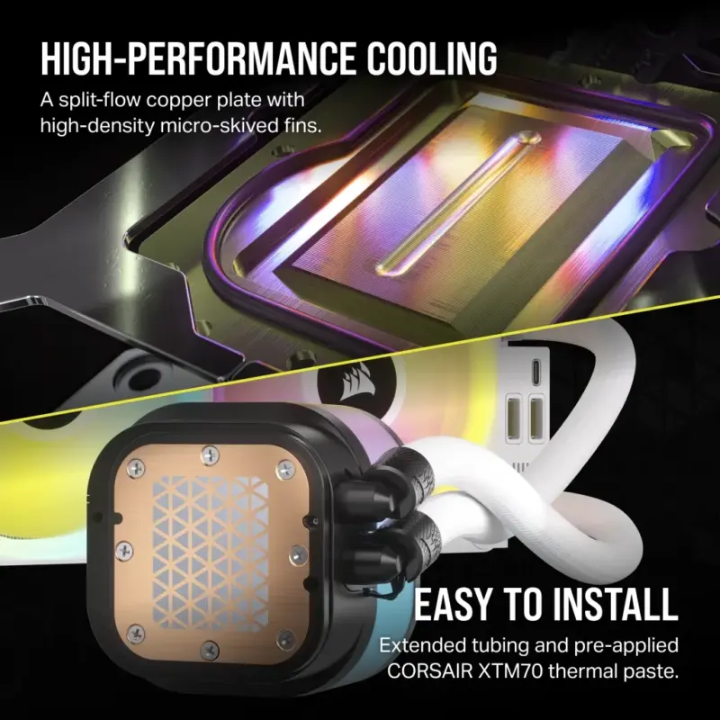 Corsair iCUE LINK H100i RGB Liquid CPU Cooler - QX120 RGB Fans - White - 240mm Radiator - Fits Intel® LGA 1700; AMD® AM5 - Hub I (CW-9061005-WW) - Image 20