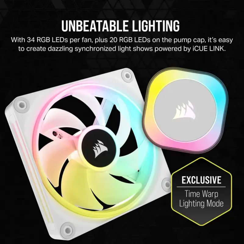 Corsair iCUE LINK H100i RGB Liquid CPU Cooler - QX120 RGB Fans - White - 240mm Radiator - Fits Intel® LGA 1700; AMD® AM5 - Hub I (CW-9061005-WW) - Image 32