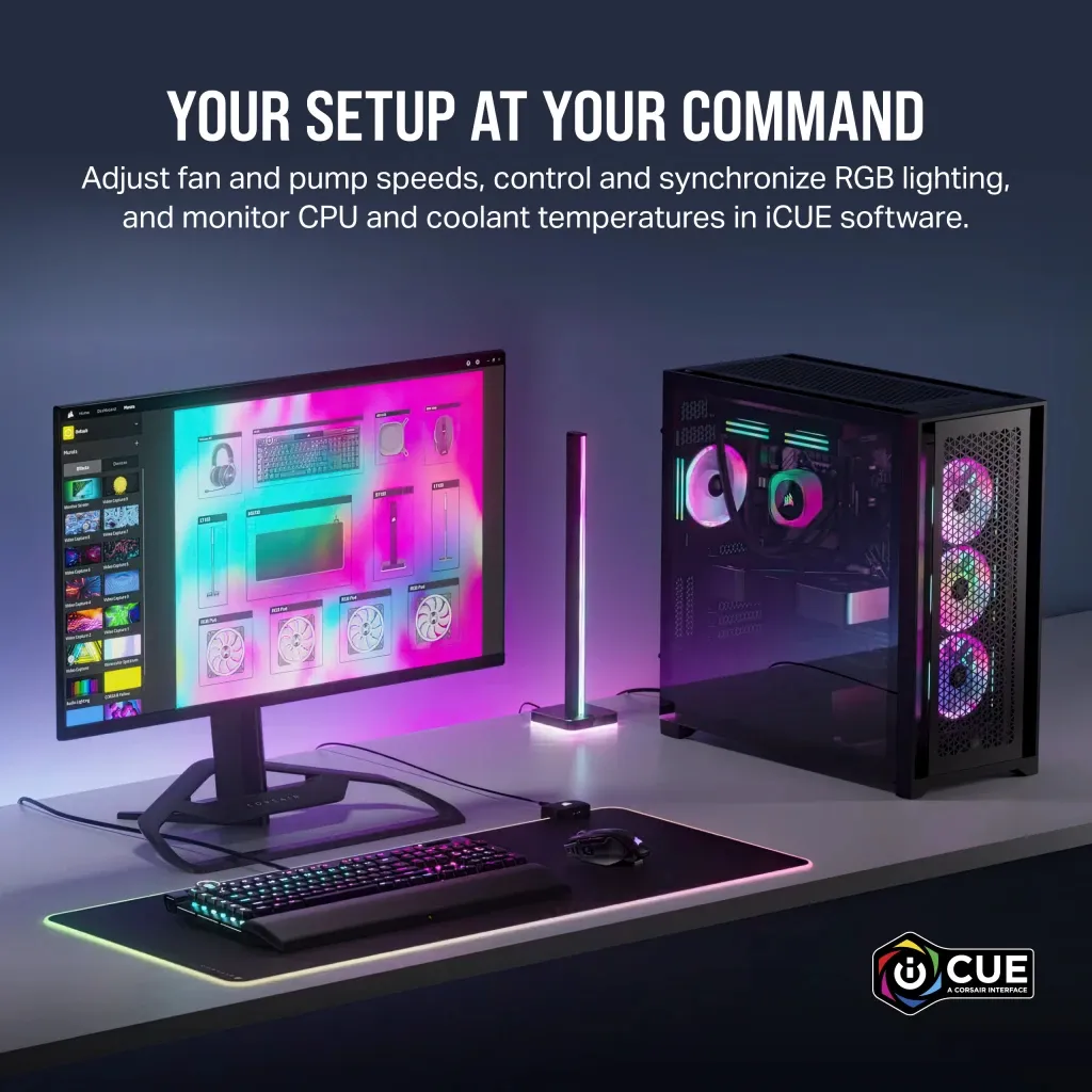 Corsair iCUE LINK H100i RGB Liquid CPU Cooler - QX120 RGB Fans - White - 240mm Radiator - Fits Intel® LGA 1700; AMD® AM5 - Hub I (CW-9061005-WW)