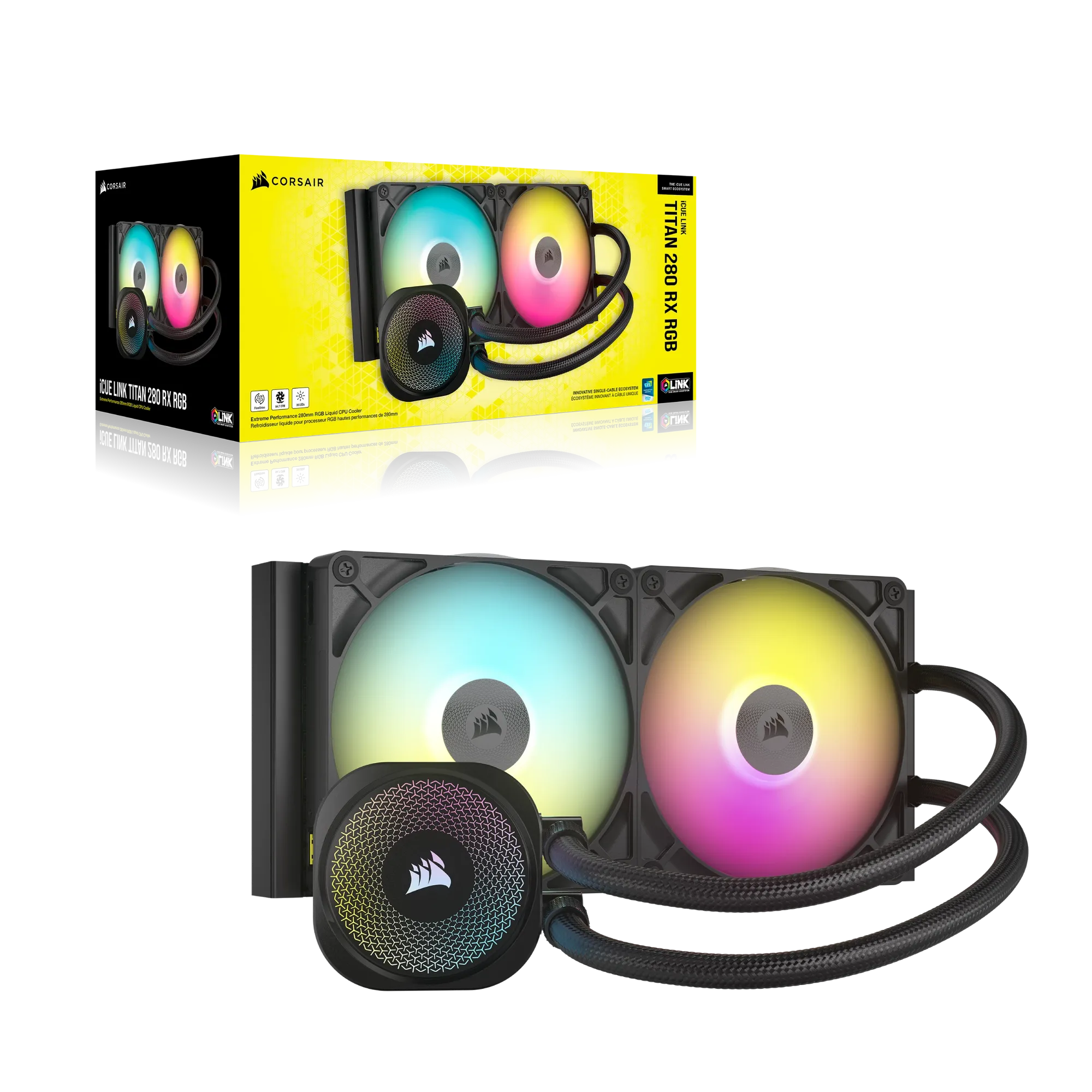 Corsair iCUE LINK TITAN 280 RX RGB Liquid CPU Cooler - RX140 RGB Fans – Fits Intel® LGA 1851/1700; AMD® AM5/AM4. (CW-9061017-WW)