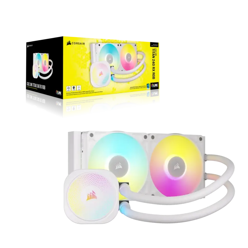 Corsair iCUE LINK TITAN 240 RX RGB Liquid CPU Cooler - White – RX120 RGB Fans – Fits Intel® LGA 1851/1700; AMD® AM5/AM4. (CW-9061020-WW)_8