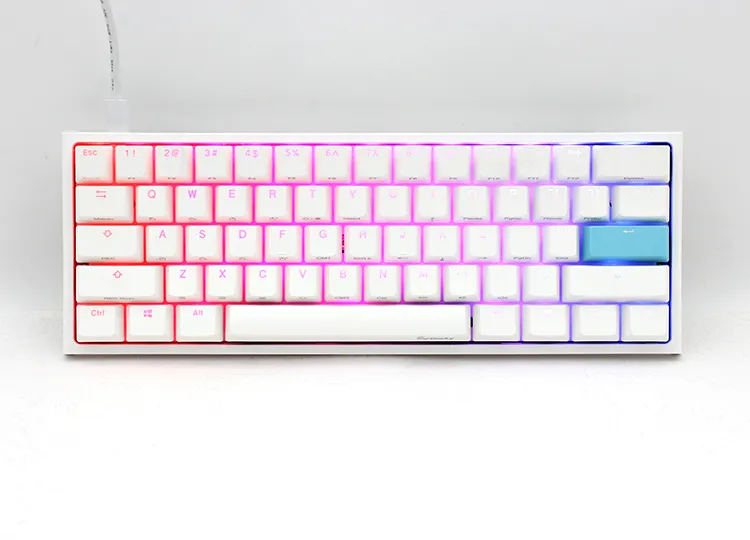 Ducky Keyboard One 2 Pro 60% Mechanical Keyboard; RGB; PBT Double Shot Keycaps  - White- Cherry Silent Red. (DKON2061ST-SUSPDWWT2)