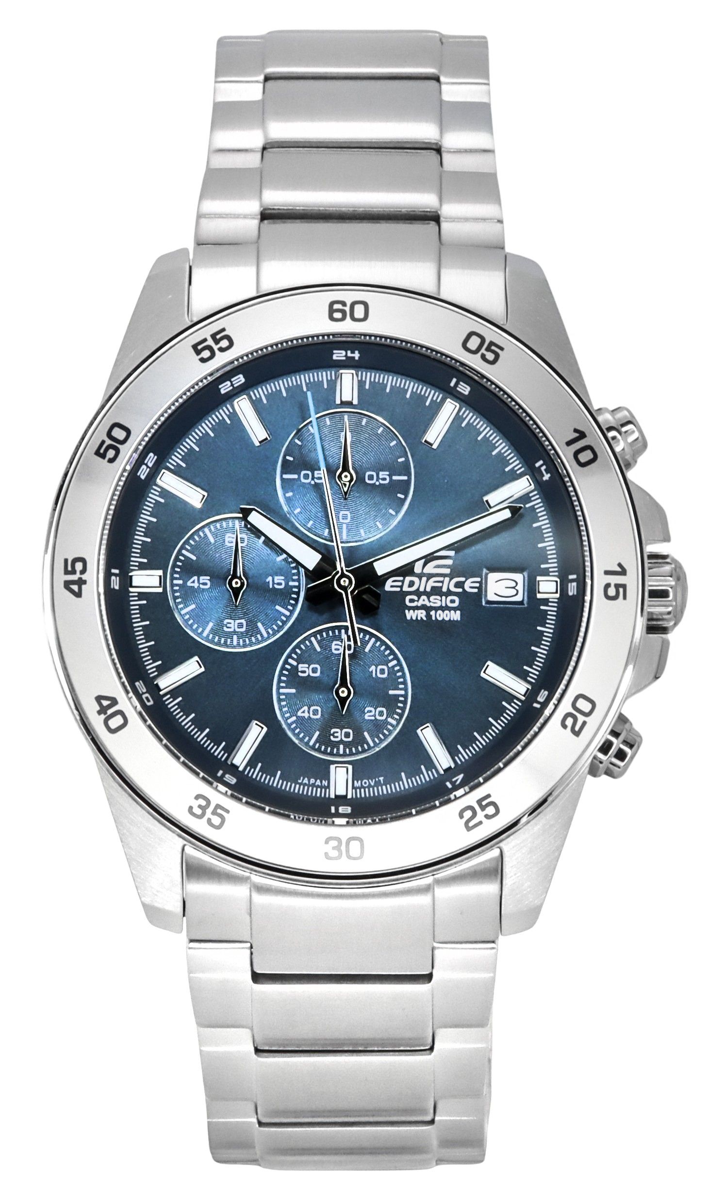 Casio Edifice Analog Standard Chronograph Stainless Steel Blue Dial Quartz EFR-526D-2A 100M Men's Watch