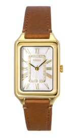 Fossil Raquel Brown Leather Strap White Mother Of Pearl Dial Quartz ES5307 Women's Watch