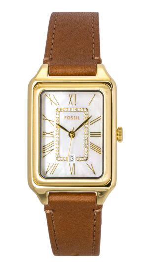 Fossil Raquel Brown Leather Strap White Mother Of Pearl Dial Quartz ES5307 Women's Watch
