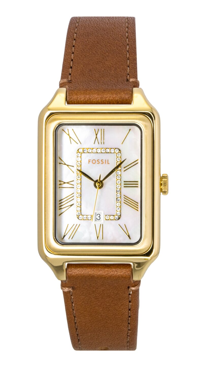 Fossil Raquel Brown Leather Strap White Mother Of Pearl Dial Quartz ES5307 Women's Watch