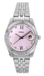 Fossil Scarlette Stainless Steel Pink Sunray Dial Quartz ES5403 Women's Watch