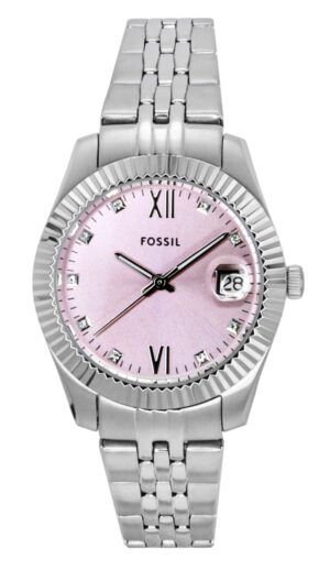Fossil Scarlette Stainless Steel Pink Sunray Dial Quartz ES5403 Women's Watch