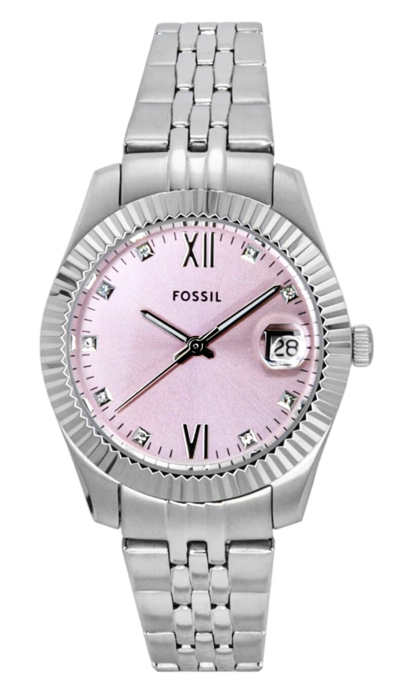 Fossil Scarlette Stainless Steel Pink Sunray Dial Quartz ES5403 Women's Watch
