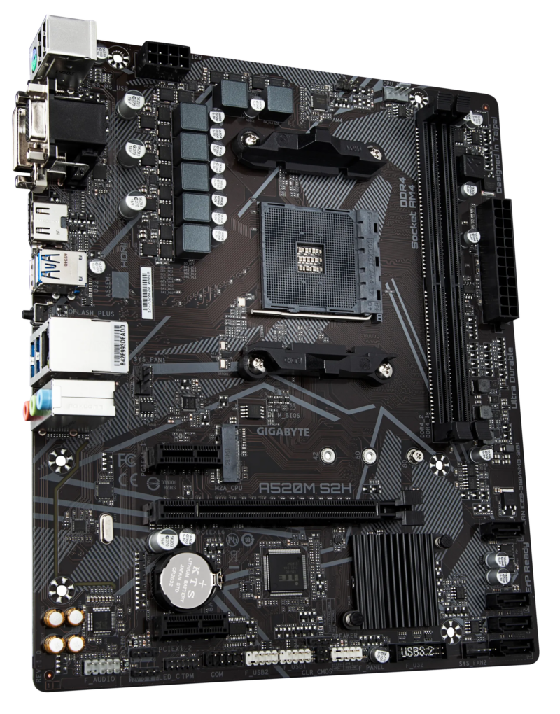 GIGABYTE Motherboard AMD A520M-S2H  for 3rd/4th/5th Generation AMD Ryzen™ processors; 2x Dual DDR4; 1x M2; HDMI; DVI; VGA. (GA-A520M-S2H)_4