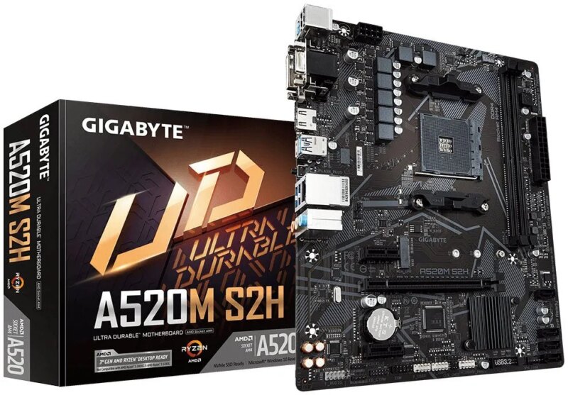 GIGABYTE Motherboard AMD A520M-S2H  for 3rd/4th/5th Generation AMD Ryzen™ processors; 2x Dual DDR4; 1x M2; HDMI; DVI; VGA. (GA-A520M-S2H)_6