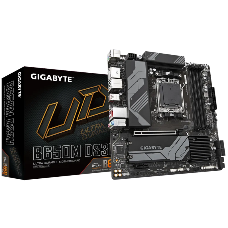GIGABYTE Motherboard AMD B650 Chipset for AMD AM5; 4x Dual DDR5; 2x M2; 1x HDMI 2x DP. (GA-B650M-DS3H)_1