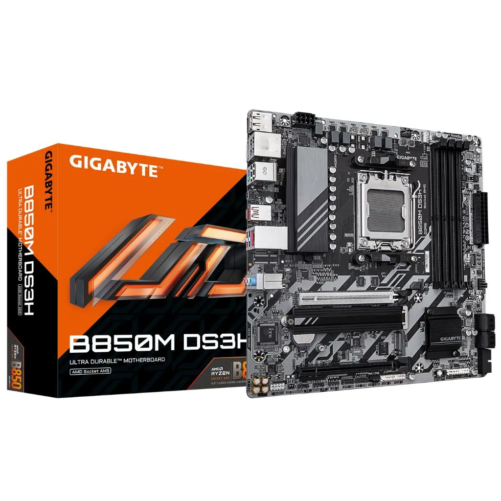 GIGABYTE AMD B850 Gaming Chipset for AMD AM5; 4x Dual DDR5; 2x M2; 1x HDMI 2x DP. . (GA-B850M-DS3H)