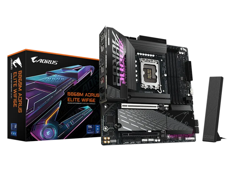 GIGABYTE Intel® B860 Chipset for LGA 1851; 4x DDR5; 3x M2; HDMI/DP/USB4.0 ; mATX. (GA-B860M-A-ELITE-WIFI6E)