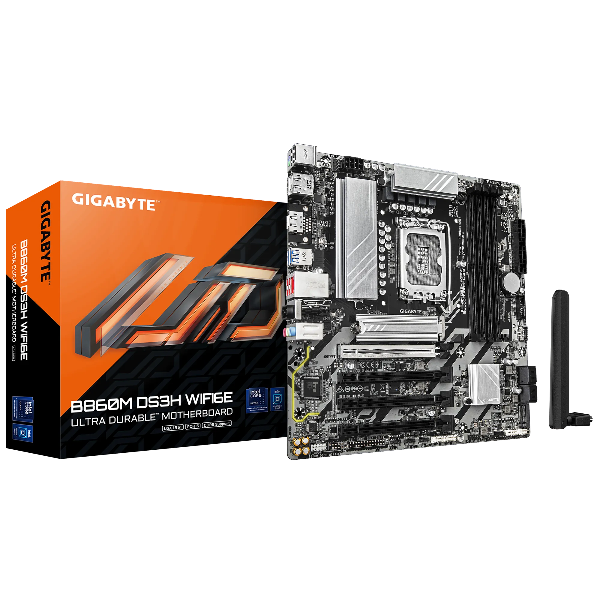 . GIGABYTE Intel® B860 Chipset for LGA 1851; 4x DDR5; 2x M2; HDMI/2xDP; mATX. (GA-B860M-DS3H-WIFI6E)