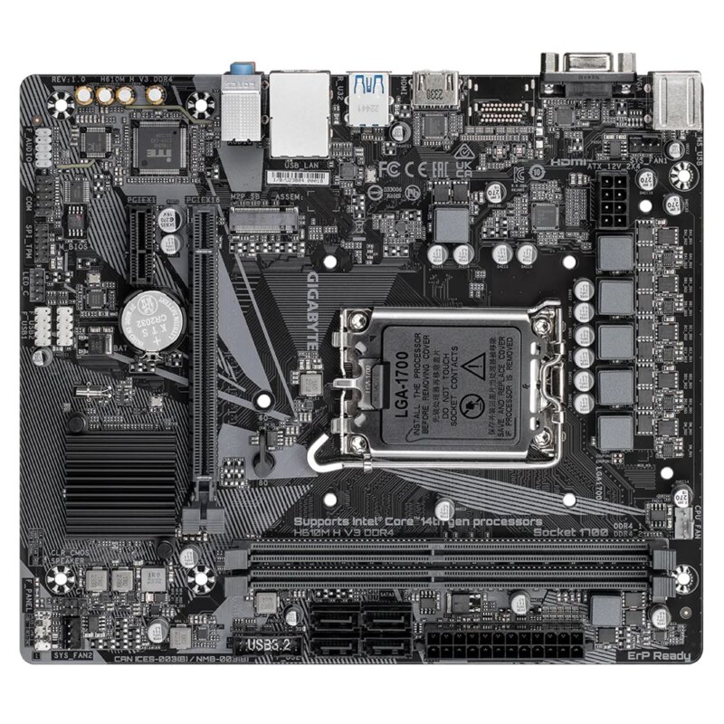 GIGABYTE Motherboard Intel® H610 Chipset for LGA 1700; 2x DDR4; 1x M2; D-Sub/HDMI; mATX (GA-H610M-H-V3-DDR4)_1