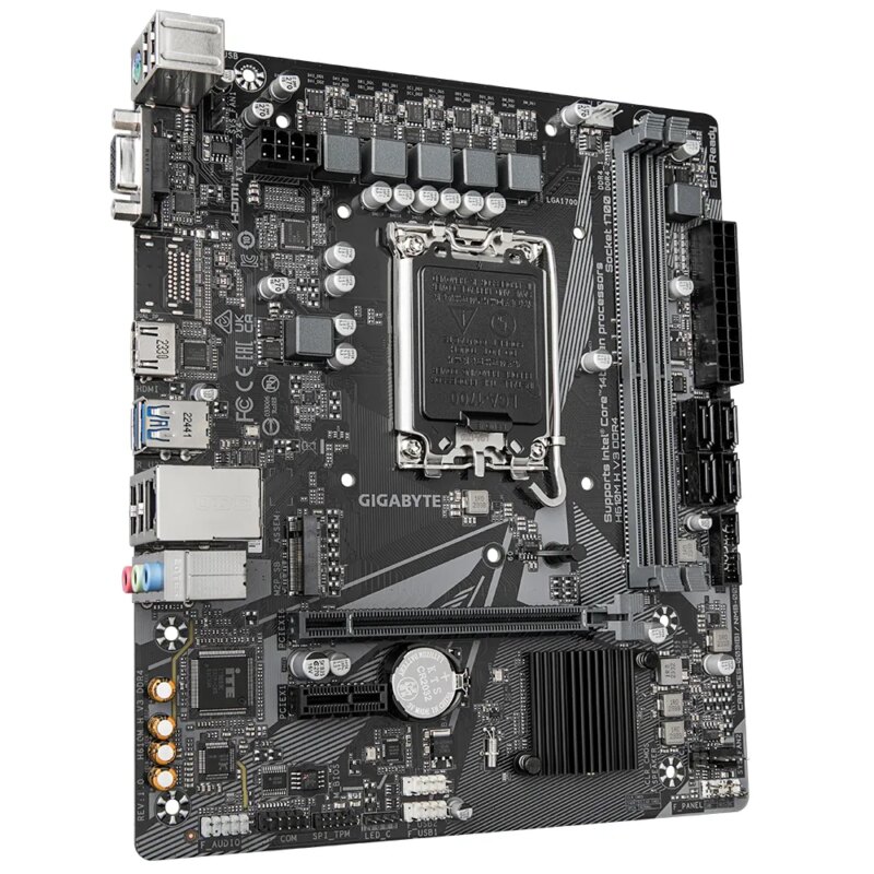 GIGABYTE Motherboard Intel® H610 Chipset for LGA 1700; 2x DDR4; 1x M2; D-Sub/HDMI; mATX (GA-H610M-H-V3-DDR4)