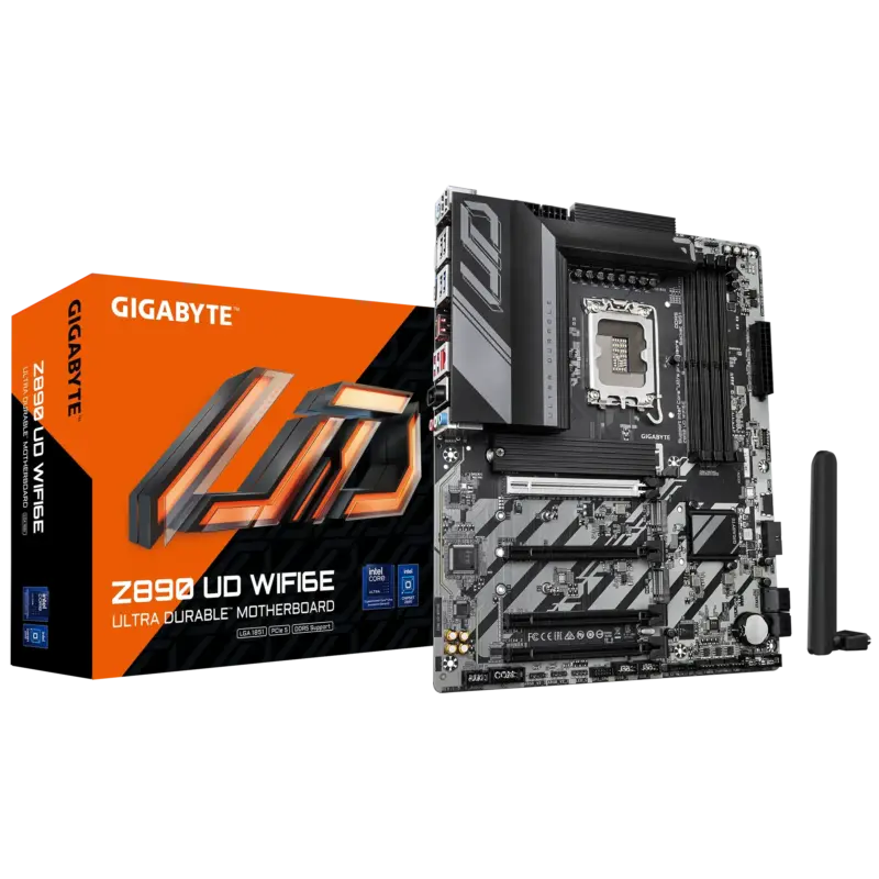 GIGABYTE Intel® Z890 Chipset for LGA 1851; 4x DDR5; 3x M2; USB4® USB Type-C®/DP; ATX. (GA-Z890-UD-WIFI6E)