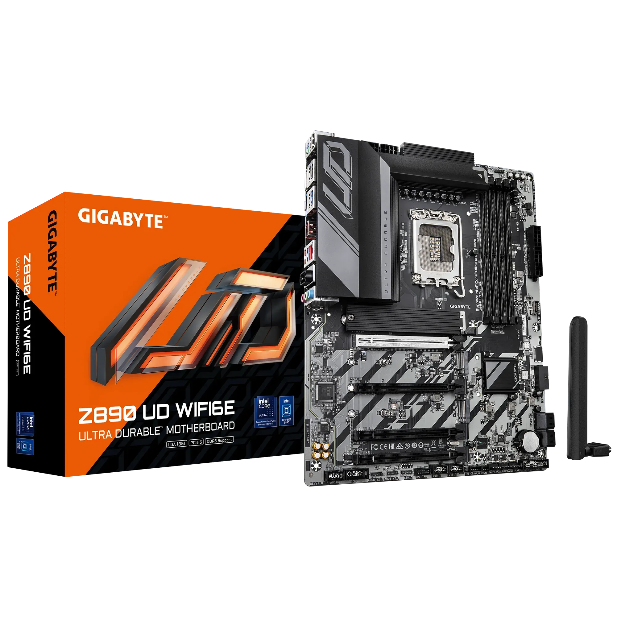 GIGABYTE Intel® Z890 Chipset for LGA 1851; 4x DDR5; 3x M2; USB4® USB Type-C®/DP; ATX. (GA-Z890-UD-WIFI6E)
