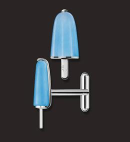 Ambrosini Jewels -  Gemelli Argento 925° Ghiacciolo Finitura Bianca Pietra Azzurra (GG 02 01 01)  JEWELRY_main