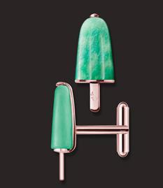 Ambrosini Jewels -  Gemelli Argento 925° Ghiacciolo Finitura Rosé Pietra Verde (GG 02 02 02)  JEWELRY_main