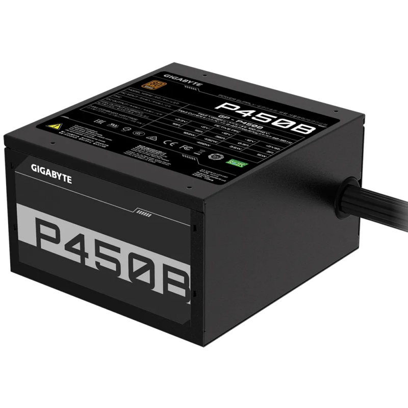 Gigabyte PSU P450B Bronze Certified 450W - 3 Year Warranty; 24/20-pin x 1; CPU 4+4-pin x 1; PCI-E 6+2-pin x 2; SATA x 6; Peri x3 (GP-P450B)_3
