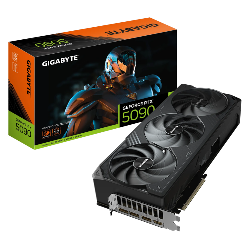 GIGABYTE nVidia GeForce RTX 5090 WINDFORCE OC  - 32GB GDDR7; 512-Bit Memory Bus; 1x HDMI; 3x DisplayPort; Min 1000W PSU. . (GV-N5090WF3OC-32GD)_2