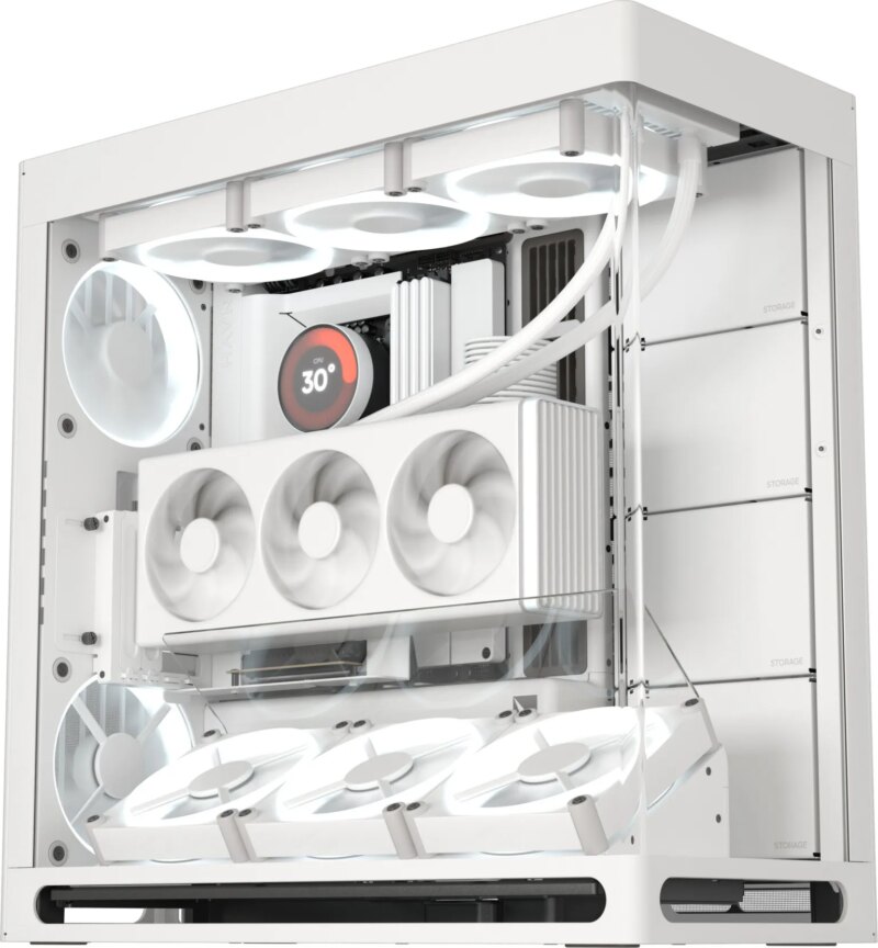 Aerocool HAVN HS 420 Base Edition White EATX case - Adjustable GPU Bracket - Supports 11 fans (0 Incl) - 4x 3.5'' or 8x 2.5'' (HVN-CA-HS420-07)_1