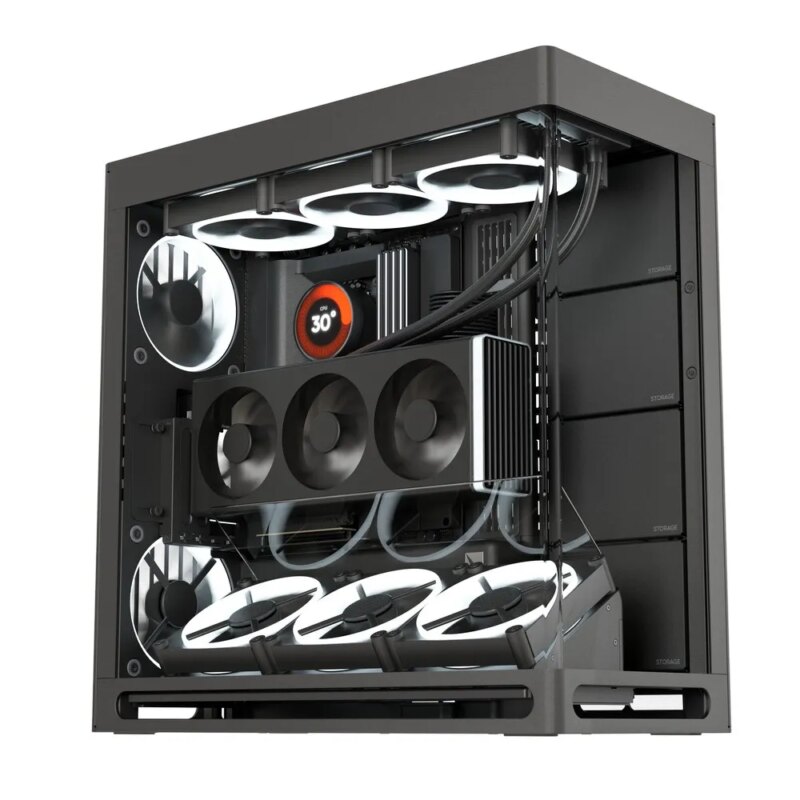 Aerocool HAVN HS 420 Base Edition Black EATX case - Adjustable GPU Bracket - Supports 11 fans (0 incl) - 4x 3.5'' or 8x 2.5'' (HVN-CA-HS420-08)_1