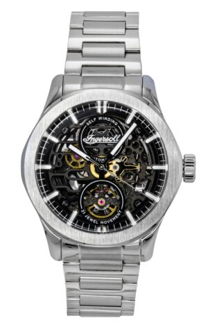 Ingersoll The Bronc Stainless Steel Black Skeleton Dial Automatic I16701 Men's Watch