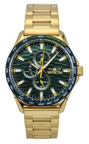 Invicta Racing Gold Tone Stainless Steel Green Dial Quartz 48870 Men's Watch