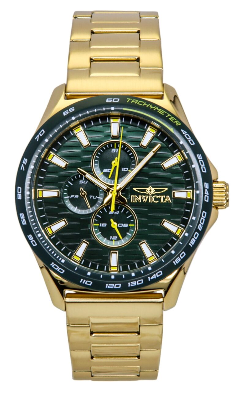 Invicta Racing Gold Tone Stainless Steel Green Dial Quartz 48870 Men's Watch