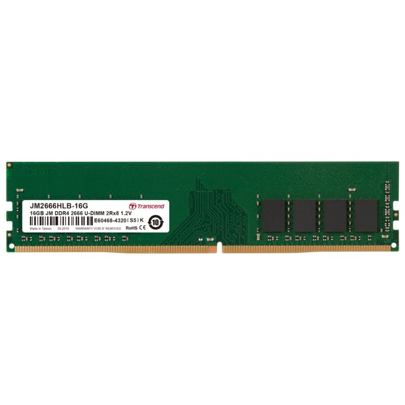 TRANSCEND 16GB JET MEMORY DDR4 2666MHZ DESKTOP U-DIMM 2RX8 1GX8 CL19 (JM2666HLB-16G)_1